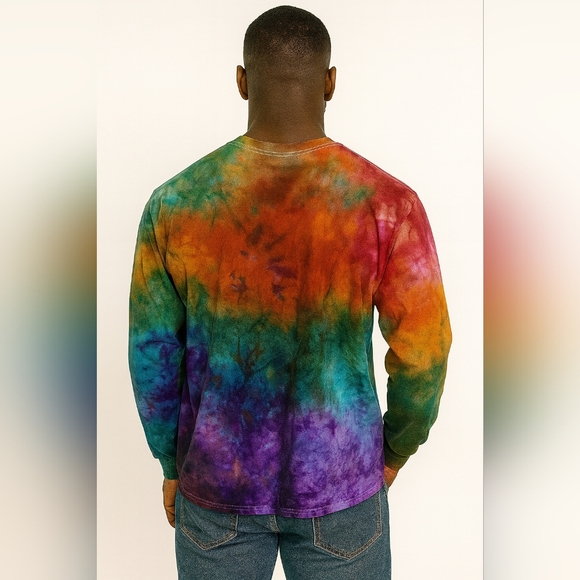 Rainbow Bridge Long Sleeve Unisex Tee Tie Dye XL - Picture 2 of 6